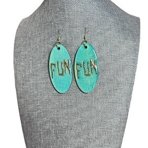2.5 Inch Green Oval Fun Statement Earrings